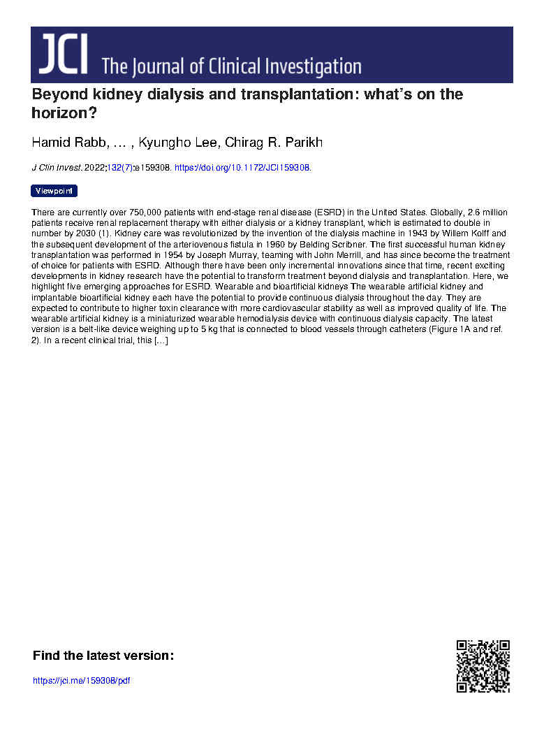 Beyond kidney dialysis and transplantation: what’s on the horizon?